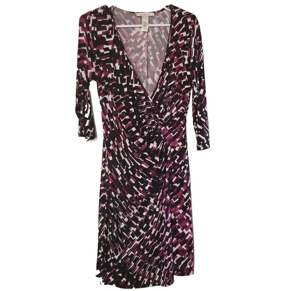 Laundry by Design Womens Dress Size 10 Faux Wrap Burgundy Vneck - Picture 1 of 3